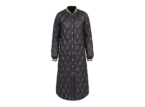 黑色立領(lǐng)女士加長(zhǎng)款羽絨服生產(chǎn)廠家